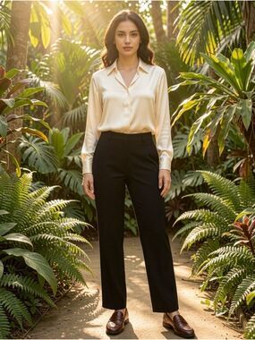 Amanda + Chelsea Black Contemporary Fit Narrow Leg Trousers Size 0